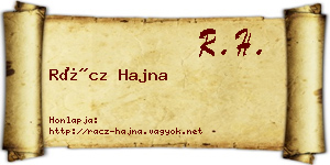 Rácz Hajna névjegykártya